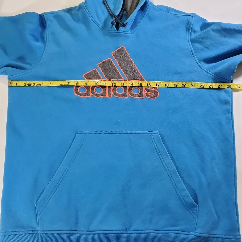 Adidas Pullover Kangaroo Pocket Long Sleeve Hoodie Blue Size XL